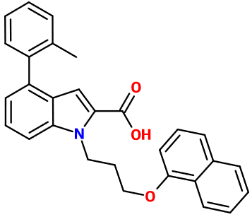 (image for) MC003939 4-(2-Methylphenyl)-1-(3-(1-naphthyloxy)propyl)-1H-indole-2-carboxylic acid
